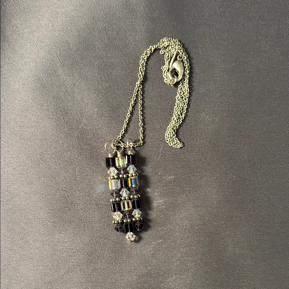 Elegant Silver and Purple Necklace